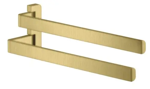 Zweiarmiger Handtuchhalter in gebürstetem Messing von AXOR, mit modernem Design und klaren Linien, zur Wandmontage geeignet.